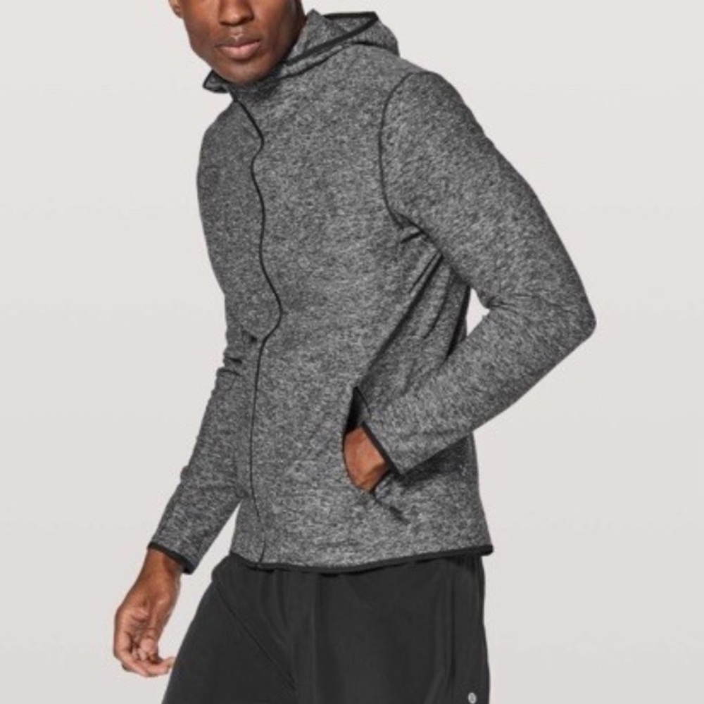 Lululemon Men's Surge Warm Heathered Black Hooded Full Zip Jacket
